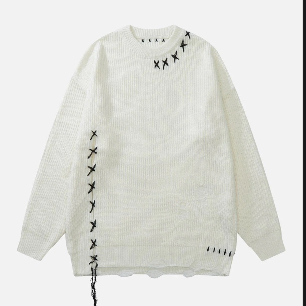 AELFRIC EDEN UNISEX CONTRAST COLOR SEAM OVERSIZED KNIT SWEATER | Size Small